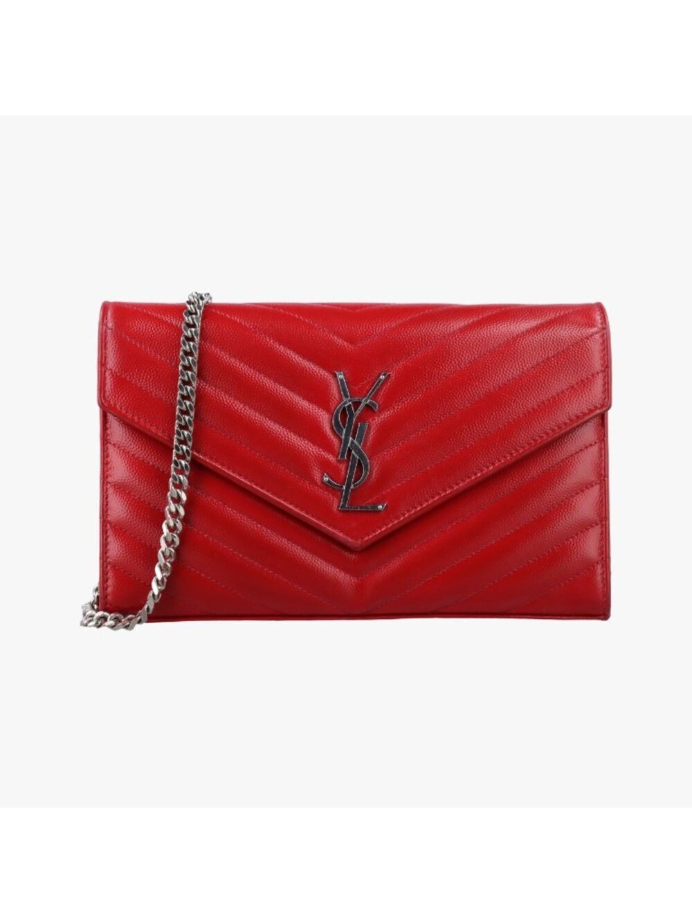Saint Laurent Monogram Red Caviar Leather Shoulder Bag